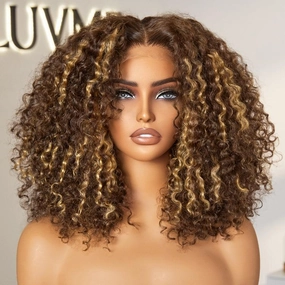Exclusive Sale | 1 SEC INSTALL WIG | Honey Blonde Highlight Kinky Curly Glueless 5x5 Closure HD Lace Wig Breathable Cap