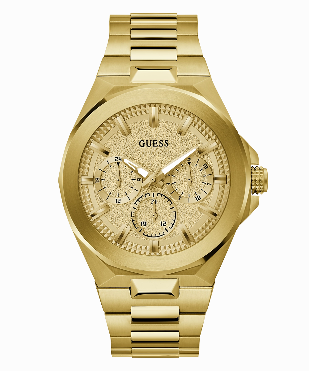GUESS Mens Gold Tone Multi-function Watch
