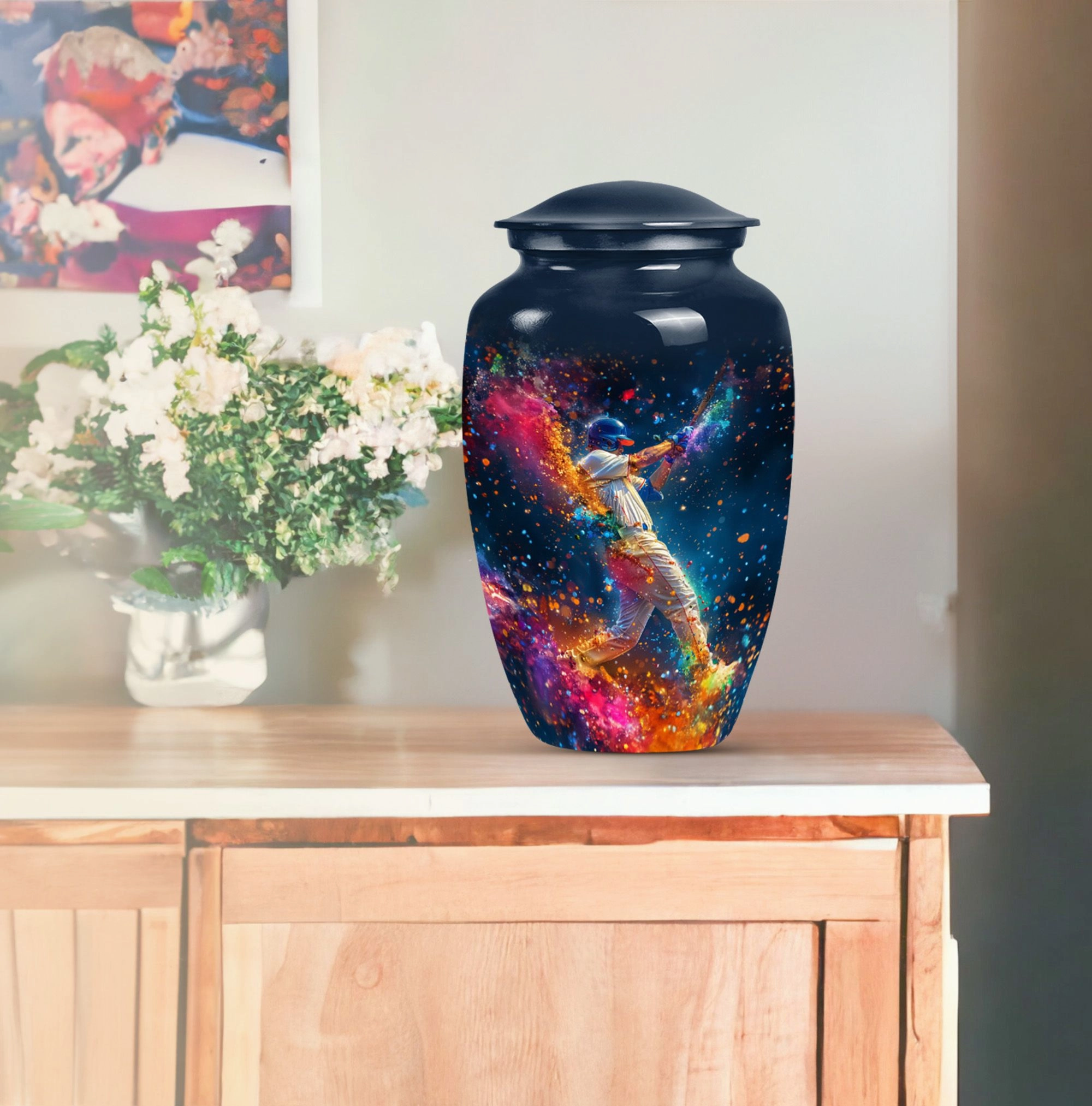 Heartfelt Tribute Baseball Cremation Urn - Durable Large Capacity