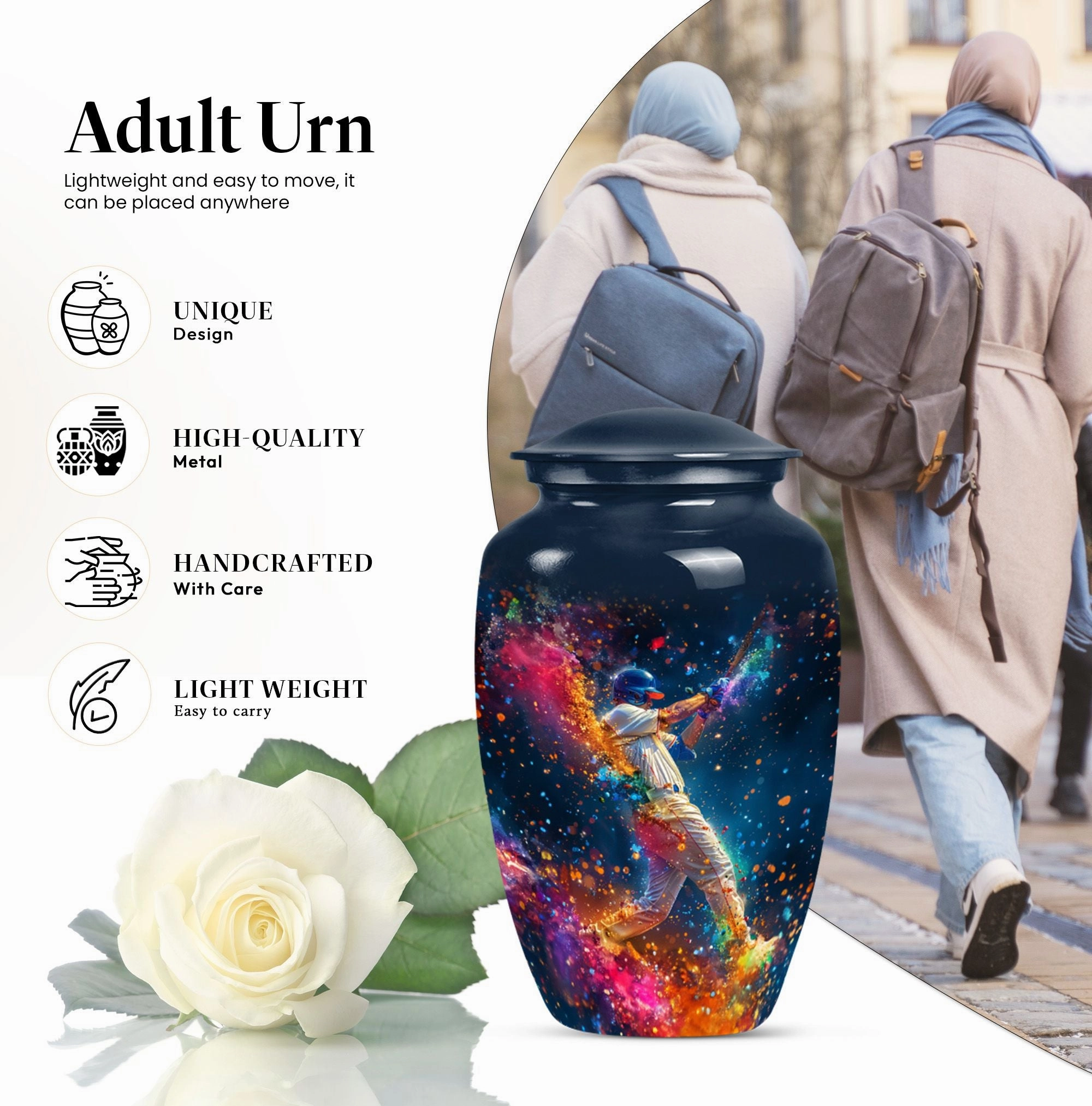 Heartfelt Tribute Baseball Cremation Urn - Durable Large Capacity