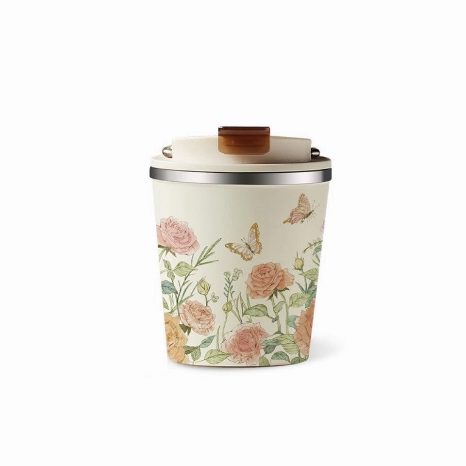 KISIKI Stylish Ceramic Layer Travel Coffee Cup with Lid - Leak-Proof, Double-Walled Insulation, and Modern Design