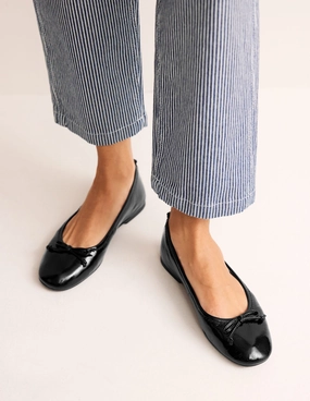 Kitty Flexi Sole Ballet Pumps-Black Patent