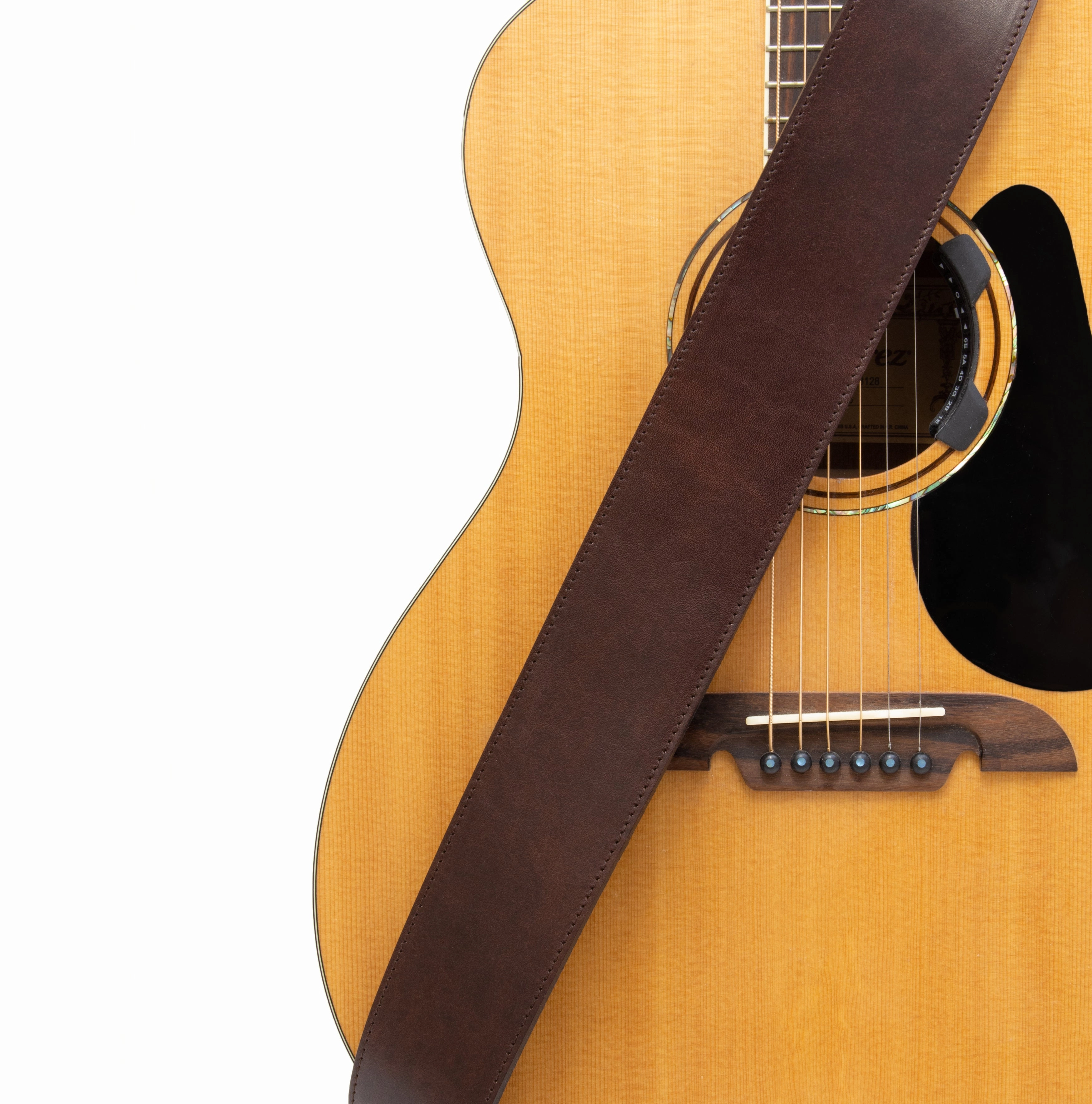 La Grange - Lightweight Hand Stained Cognac Full Grain Leather Guitar Strap