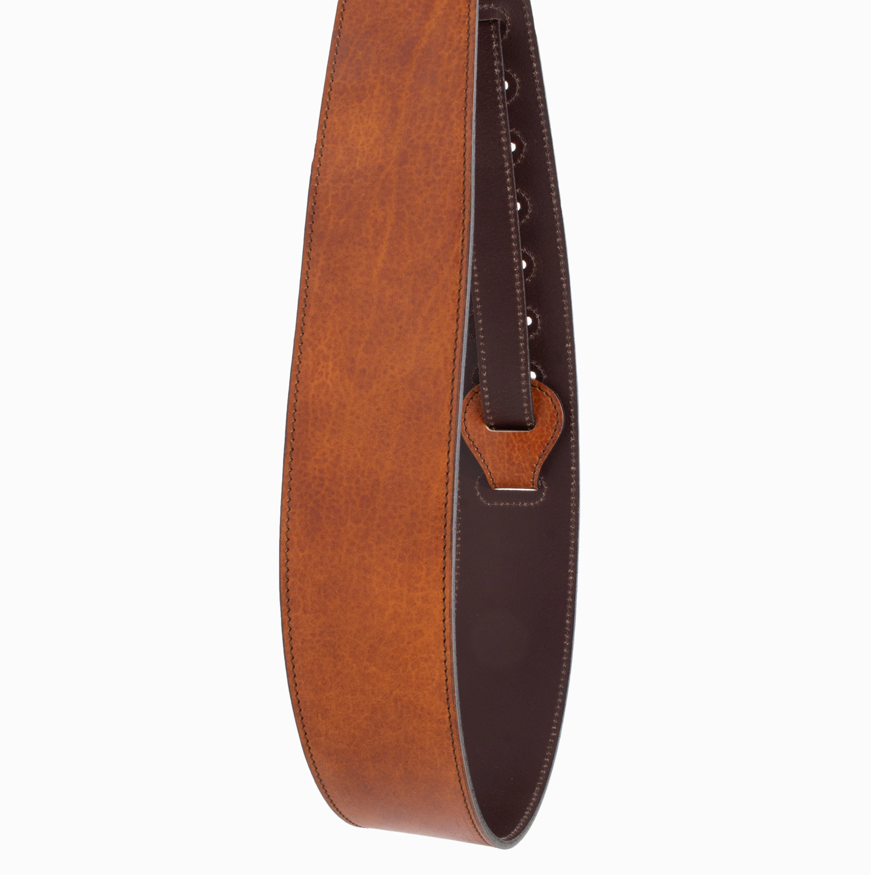 La Grange - Lightweight Hand Stained Cognac Full Grain Leather Guitar Strap