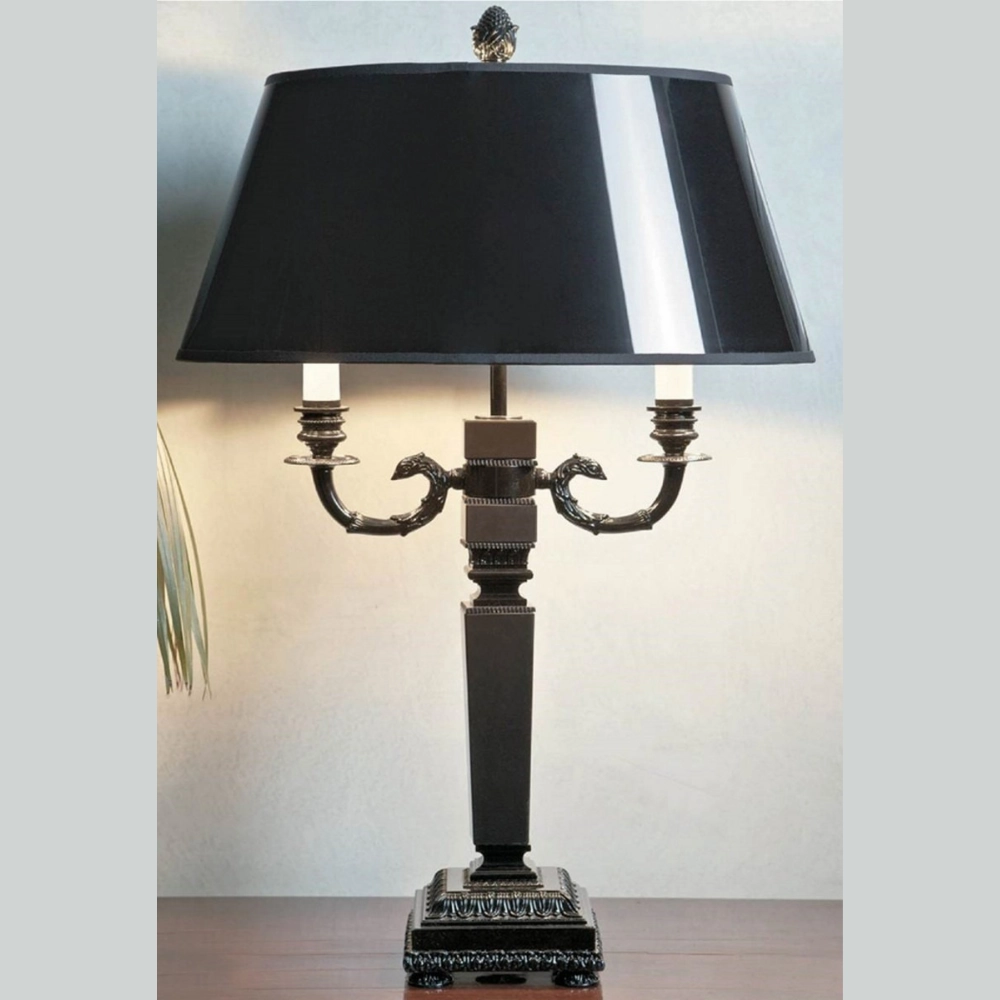 Large Classic Double Table Lamp with Marble Base