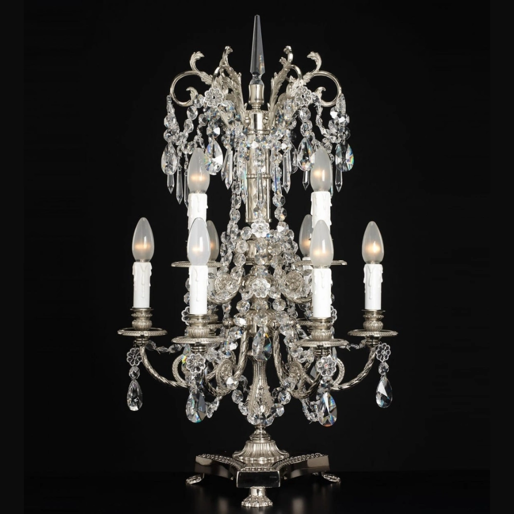 Large Lead Crystal Table Light With 9 Lights