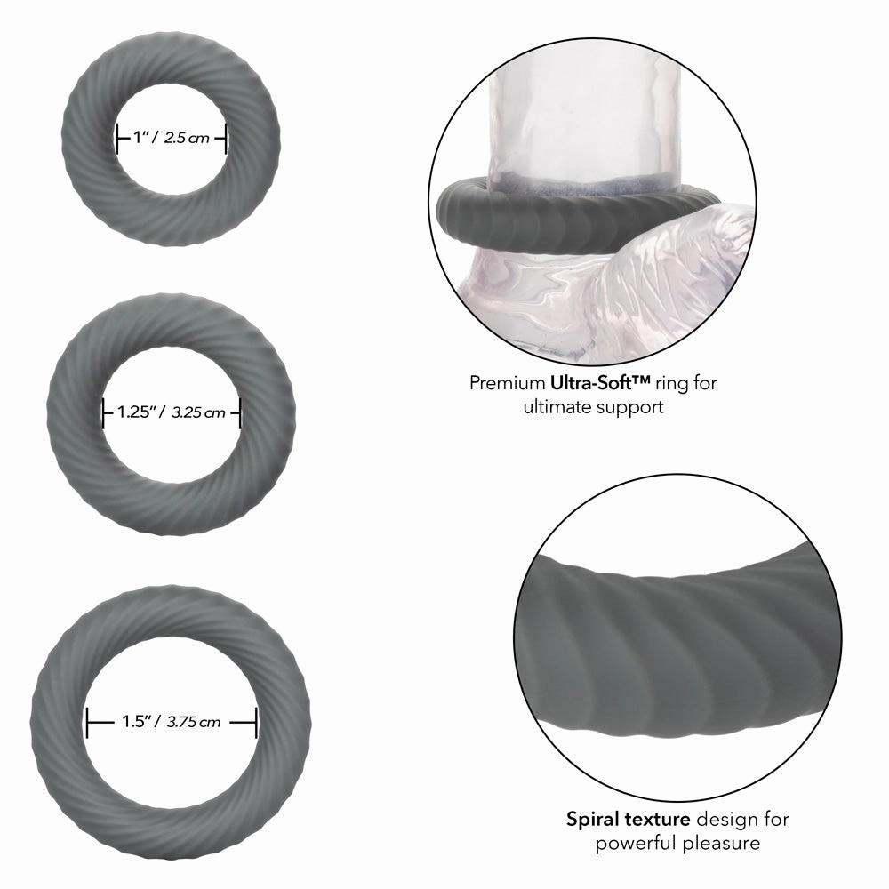 Link Up Ultra-Soft Silicone Ultimate Spiral Cock Ring Set