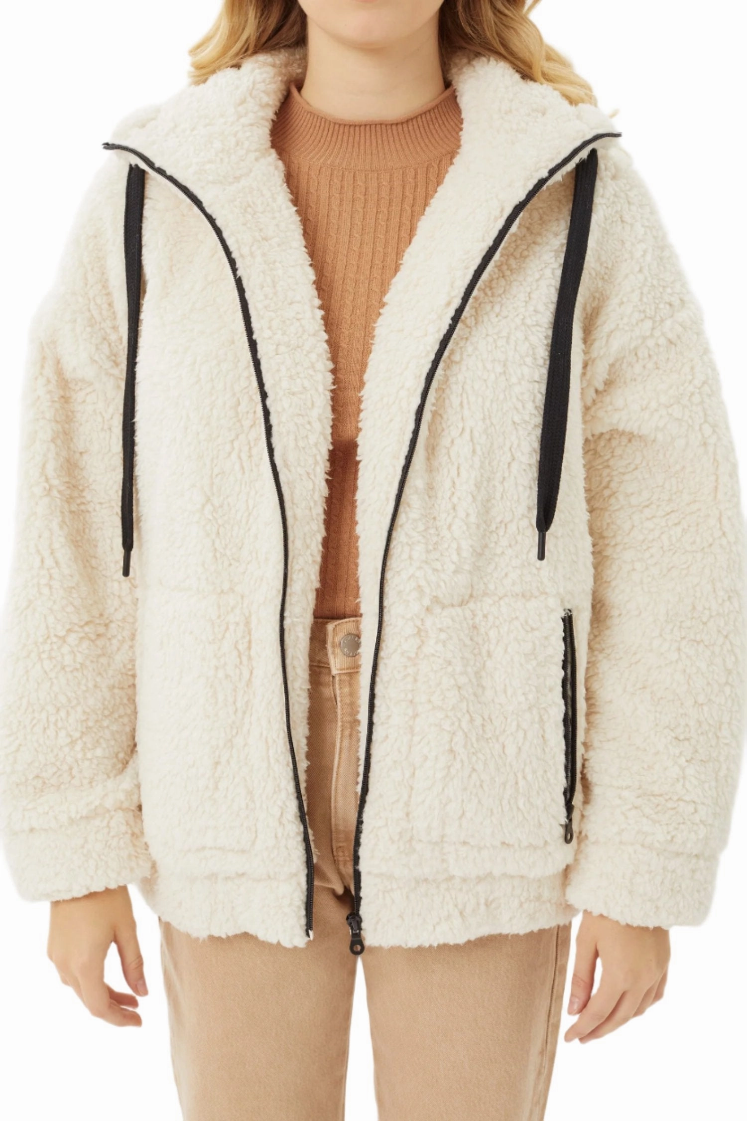 Love Tree Sherpa Brushed Zip-Up Hoodie 8175JY