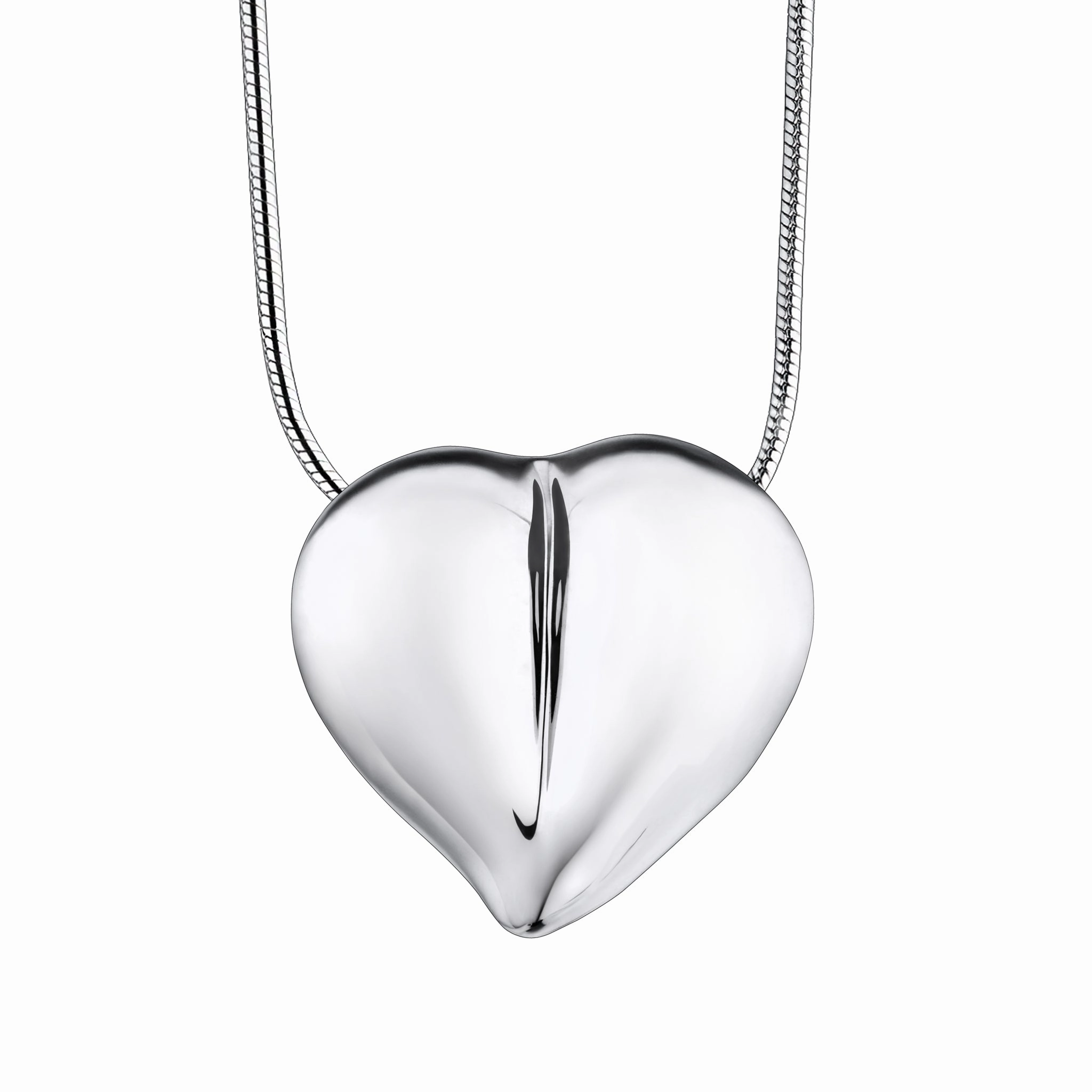 LoveHeart Rhodium Plated Sterling Silver Cremation Pendant