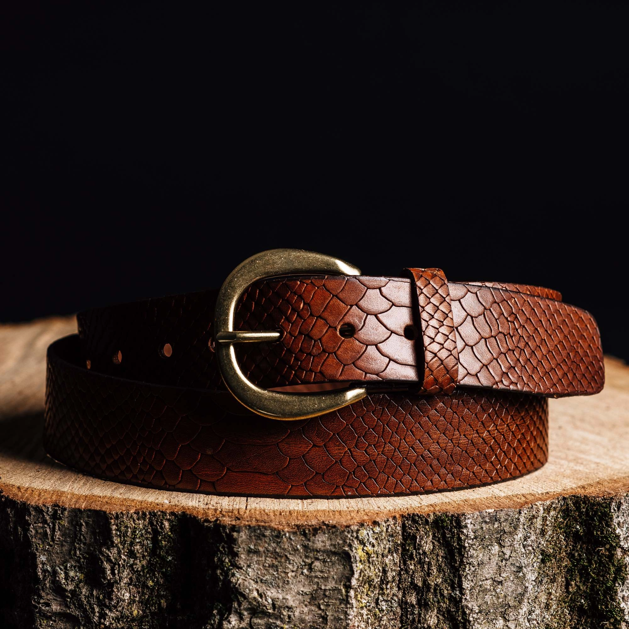Medusa - Snake Skin Embossed Leather Belt Made in Canada