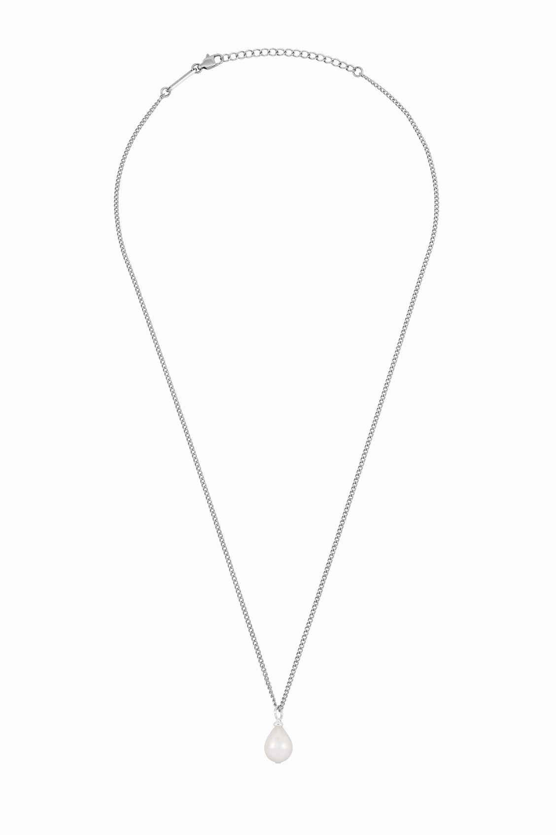 Men's Fine Curb Chain and Pearl Necklace