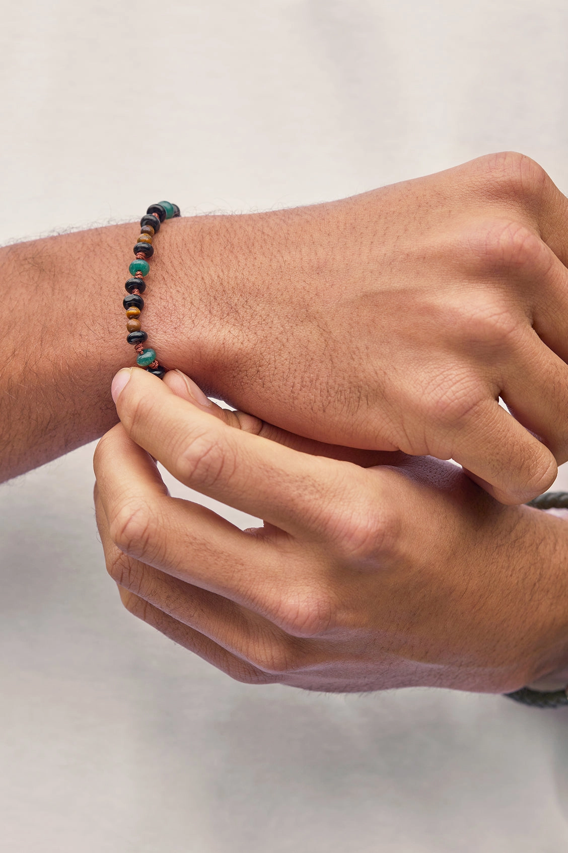 Men's Gemstone Knotted Slider Bracelet