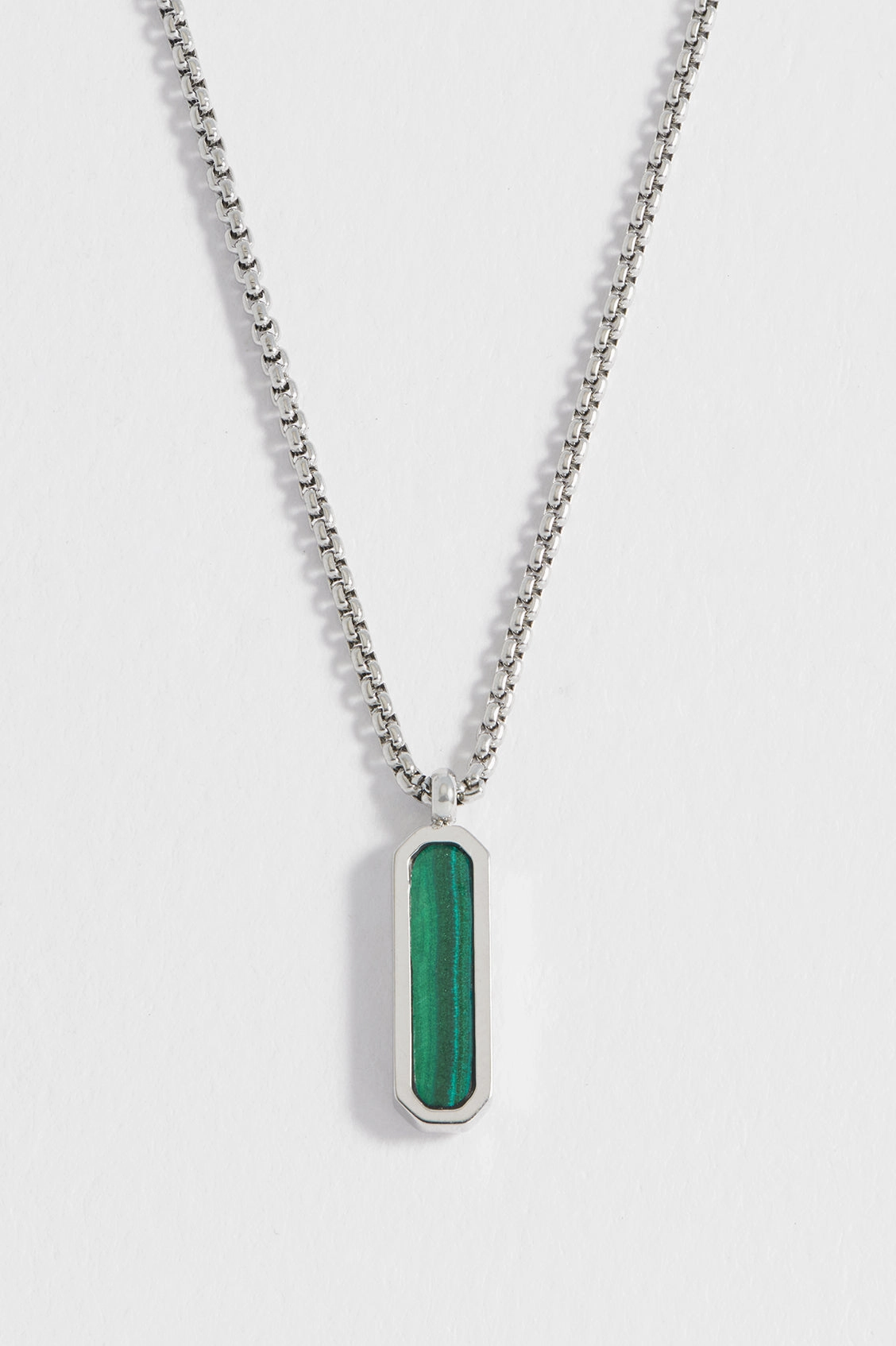 Men's Gemstone Tag Pendant Necklace