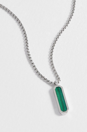Men's Gemstone Tag Pendant Necklace