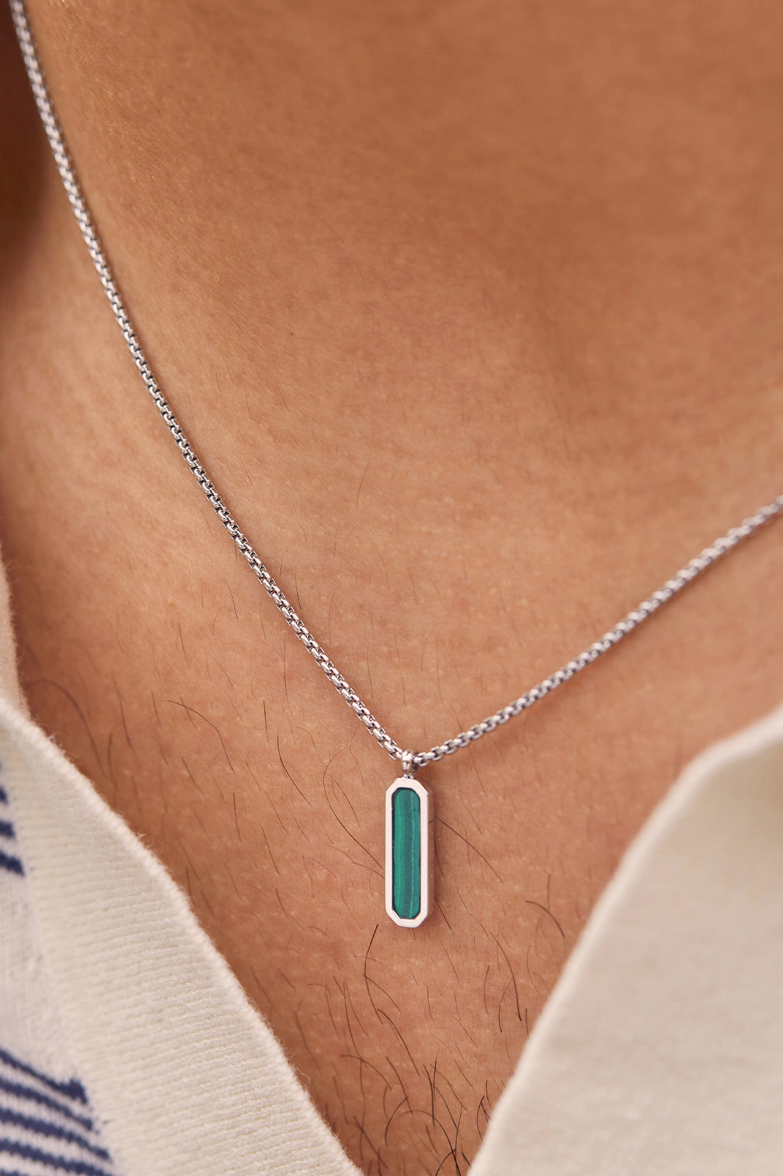 Men's Gemstone Tag Pendant Necklace