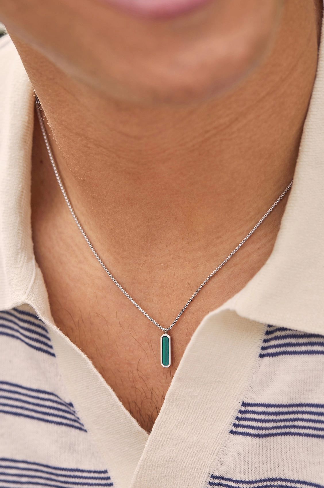 Men's Gemstone Tag Pendant Necklace