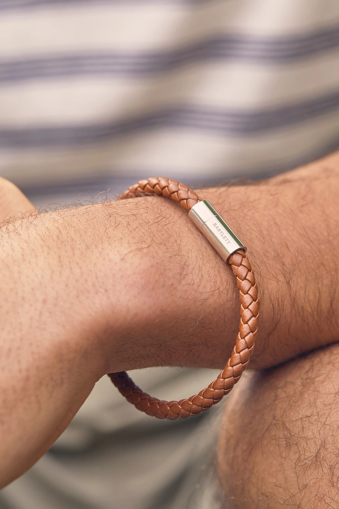 Men's Leather Single Plaited Wrap Bracelet