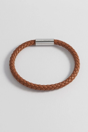 Men's Leather Single Plaited Wrap Bracelet