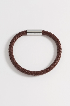 Men's Leather Single Plaited Wrap Bracelet