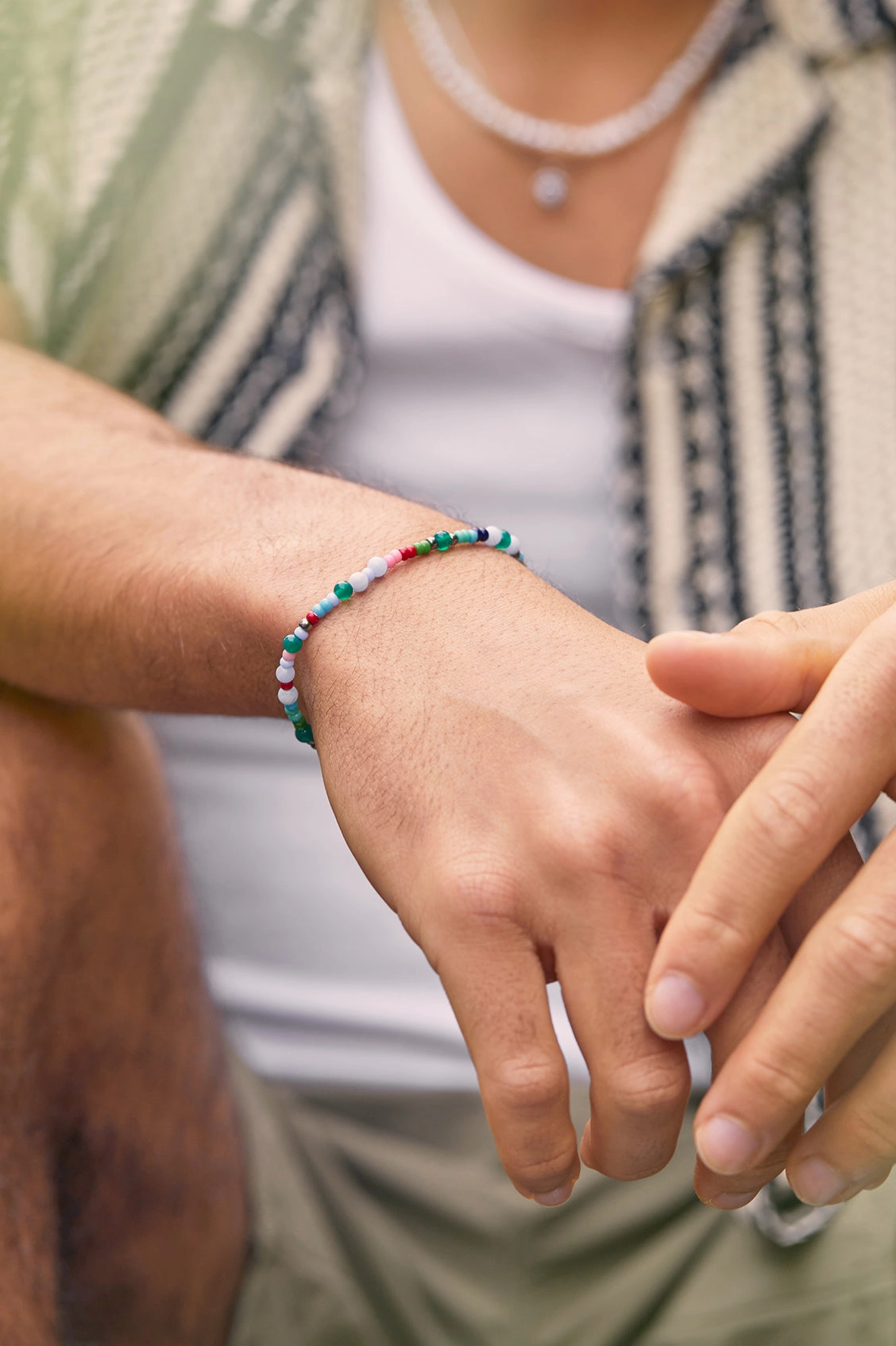 Men's Mixed Bead Stretch Bracelet