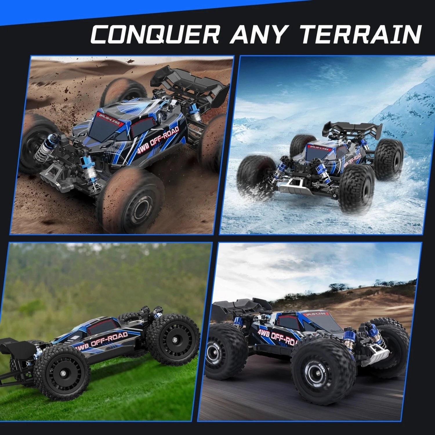 Mibescal 1:16 Remote Control Brushless Car, Blue - Durable & Efficient
