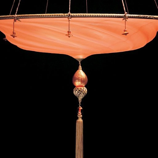 Murano Glass Fortuny Style Pendant Light In Seven Colours