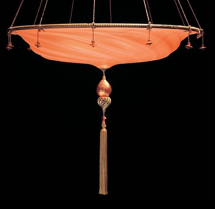 Murano Glass Fortuny Style Pendant Light In Seven Colours