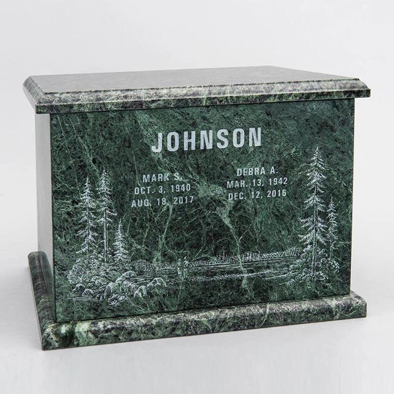 Natural Marble Single Compartment Companion Urn in Green
