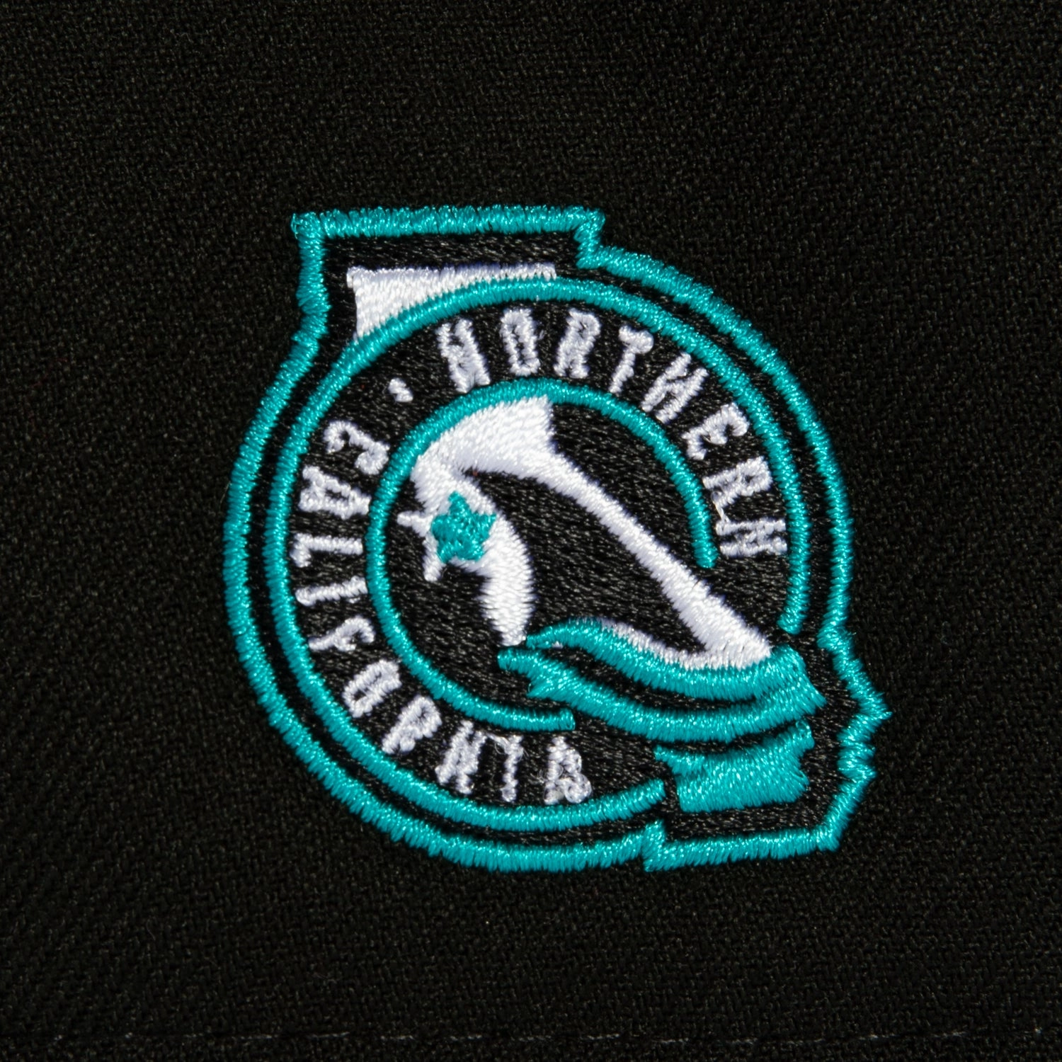 New Era 9Fifty A-Frame San Jose Sharks Logo Patch Open Water Snapback Hat - Black, Teal