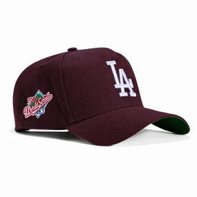 New Era 9Forty A-Frame Los Angeles Dodgers 1988 World Series Patch Snapback Hat - Maroon. White
