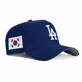 New Era 9Forty A-Frame Los Angeles Dodgers Korea Flag Patch Snapback Hat - Royal