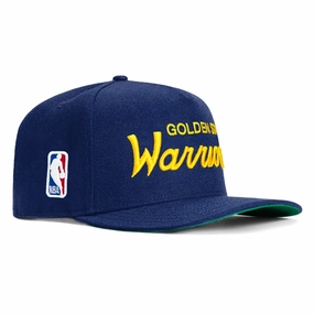New Era 9Seventy Golden State Warriors Script Stretch-Snapback Hat - Royal, Gold
