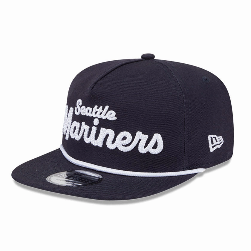 New Era Golfer Team Chain Stitch Seattle Mariners Logo Patch Snapback Hat - Navy