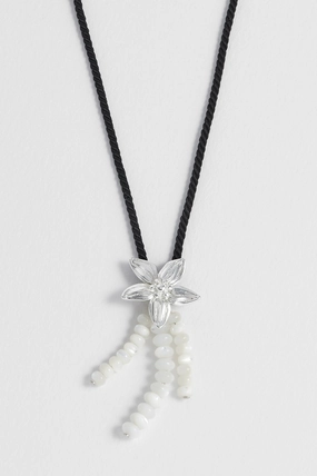 Pearl And Flower Cord Necklace