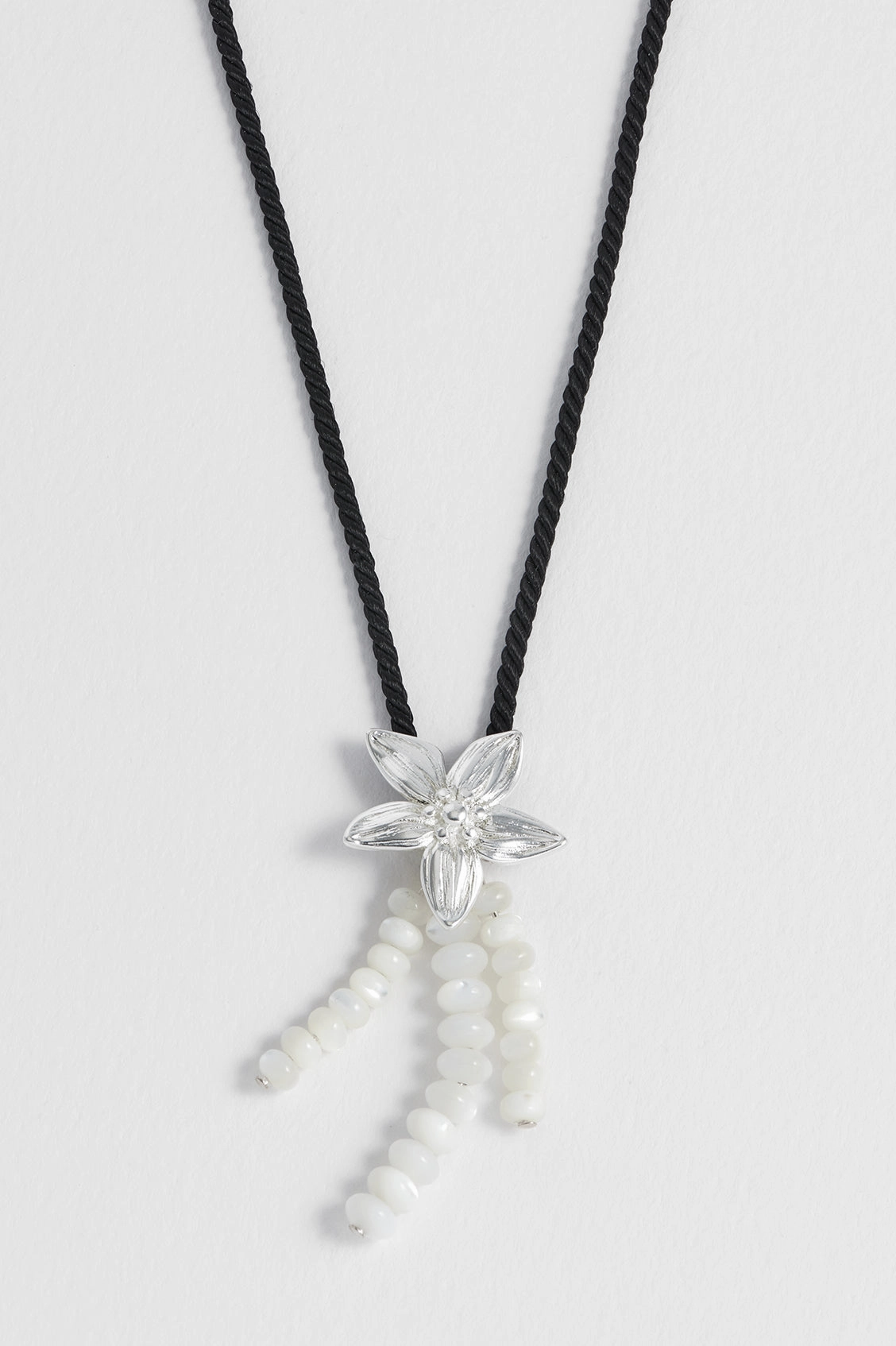 Pearl And Flower Cord Necklace