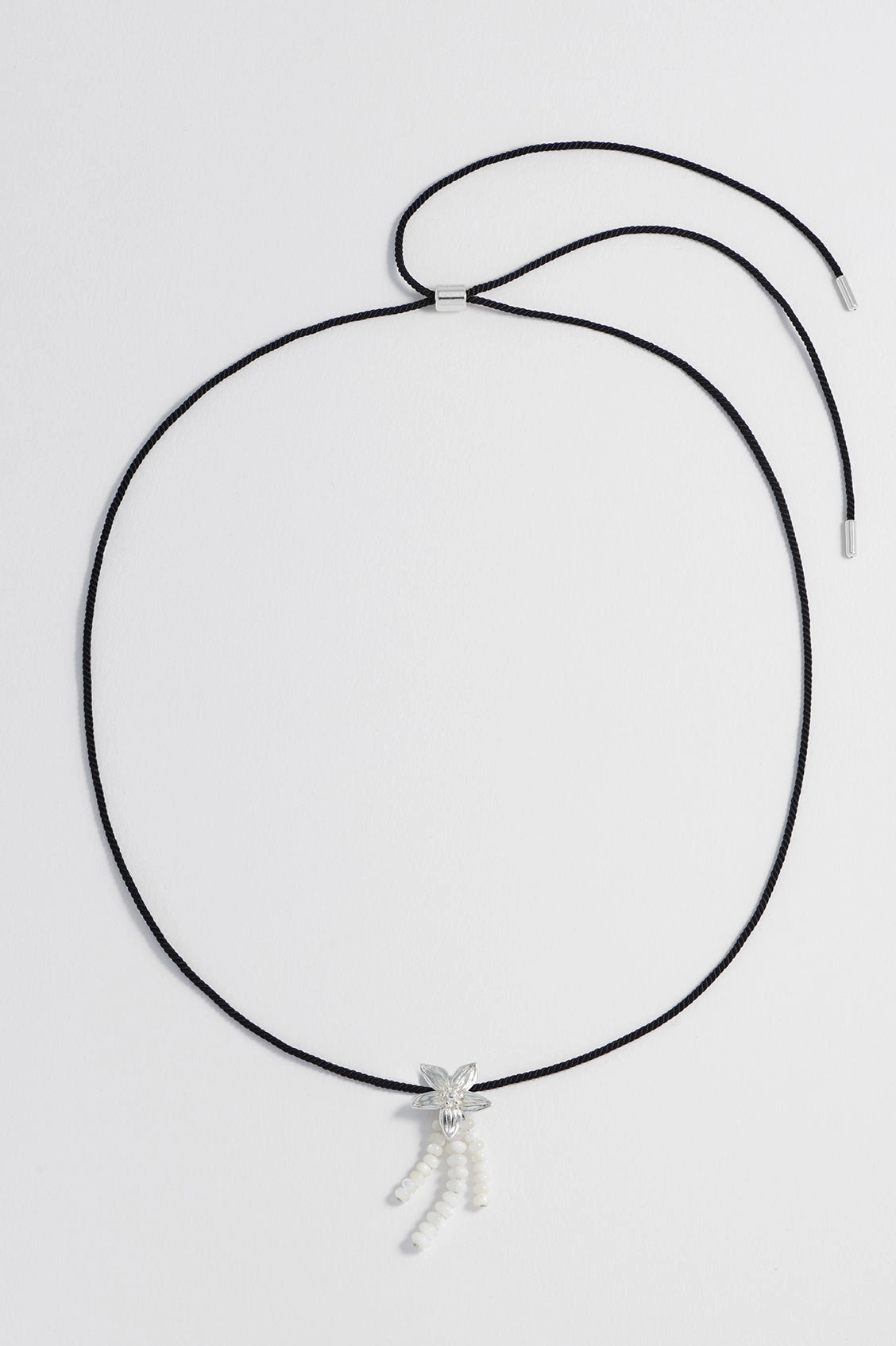 Pearl And Flower Cord Necklace