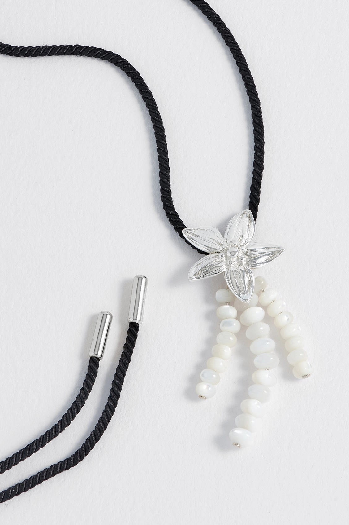 Pearl And Flower Cord Necklace