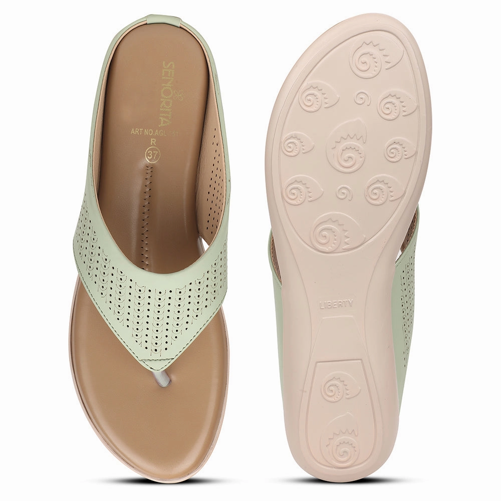 Senorita Sea Green Casual Slipper For Women AGL-101 By Liberty