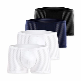 Silky Sheer Striped Boxer Briefs 4-Pack