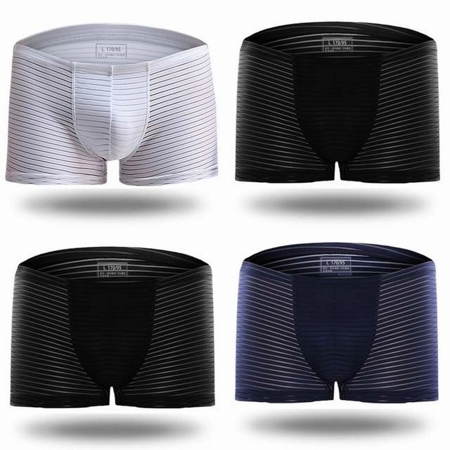 Silky Sheer Striped Boxer Briefs 4-Pack
