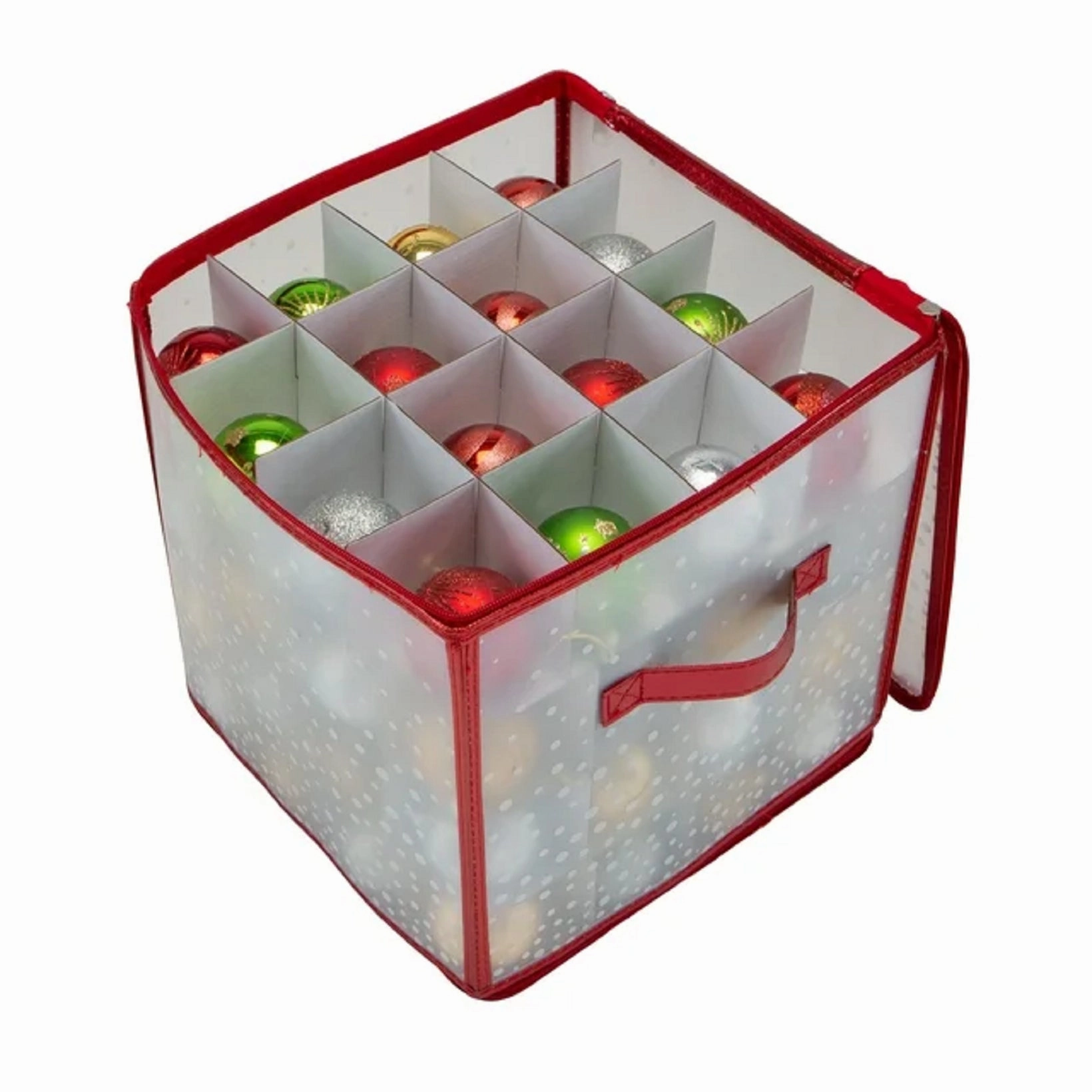 Simplify 9002-RED 64-Count Plastic Ornament Organizer Storage Box, Red