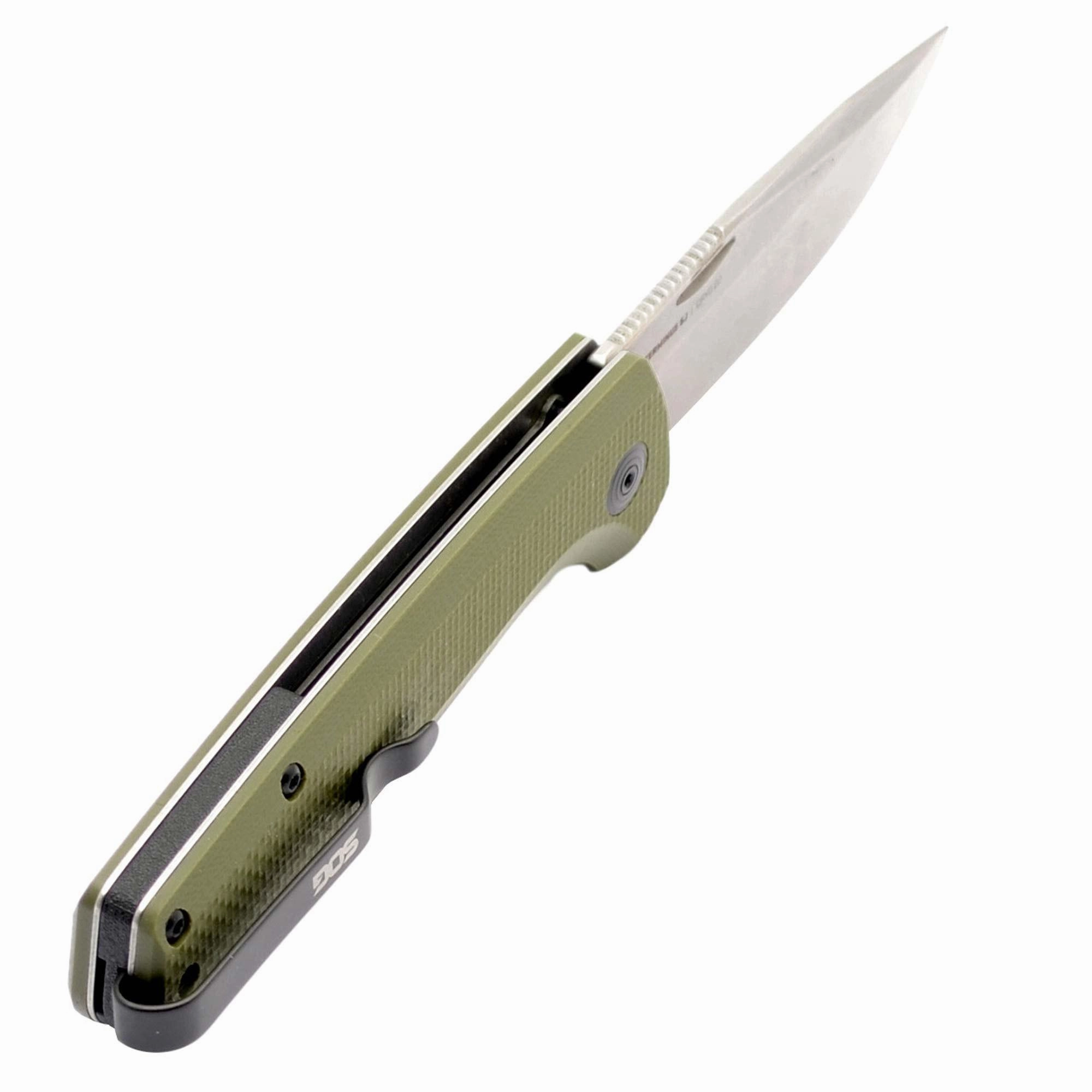 SOG Knife - Terminus SJ OD Green G10 Handle Stainless Steel Blade Folding | TM1004-BX
