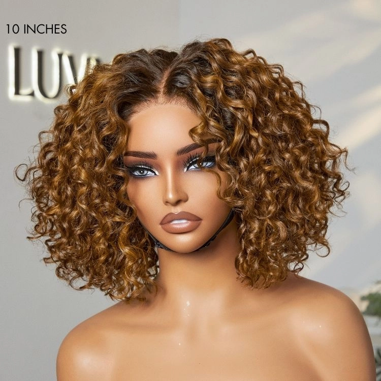 Special Deal  | 1 SEC INSTALL WIG | Ombre Brown Highlight Deep Curly Glueless 5x5 Closure Pre-Cut Lace Wig Breathable Cap