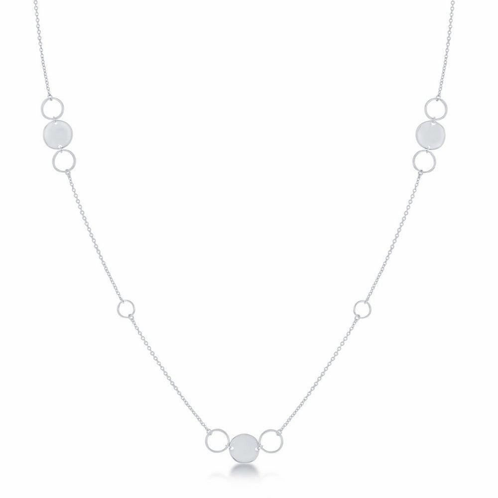 Sterling Silver Polished and Open Disc Necklace