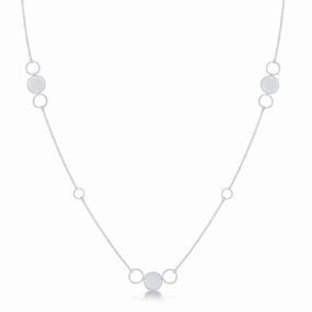 Sterling Silver Polished and Open Disc Necklace