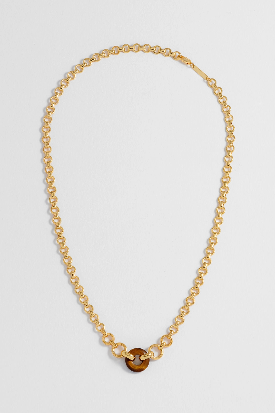 Tigers Eye Graduated Round Link Chain Necklace