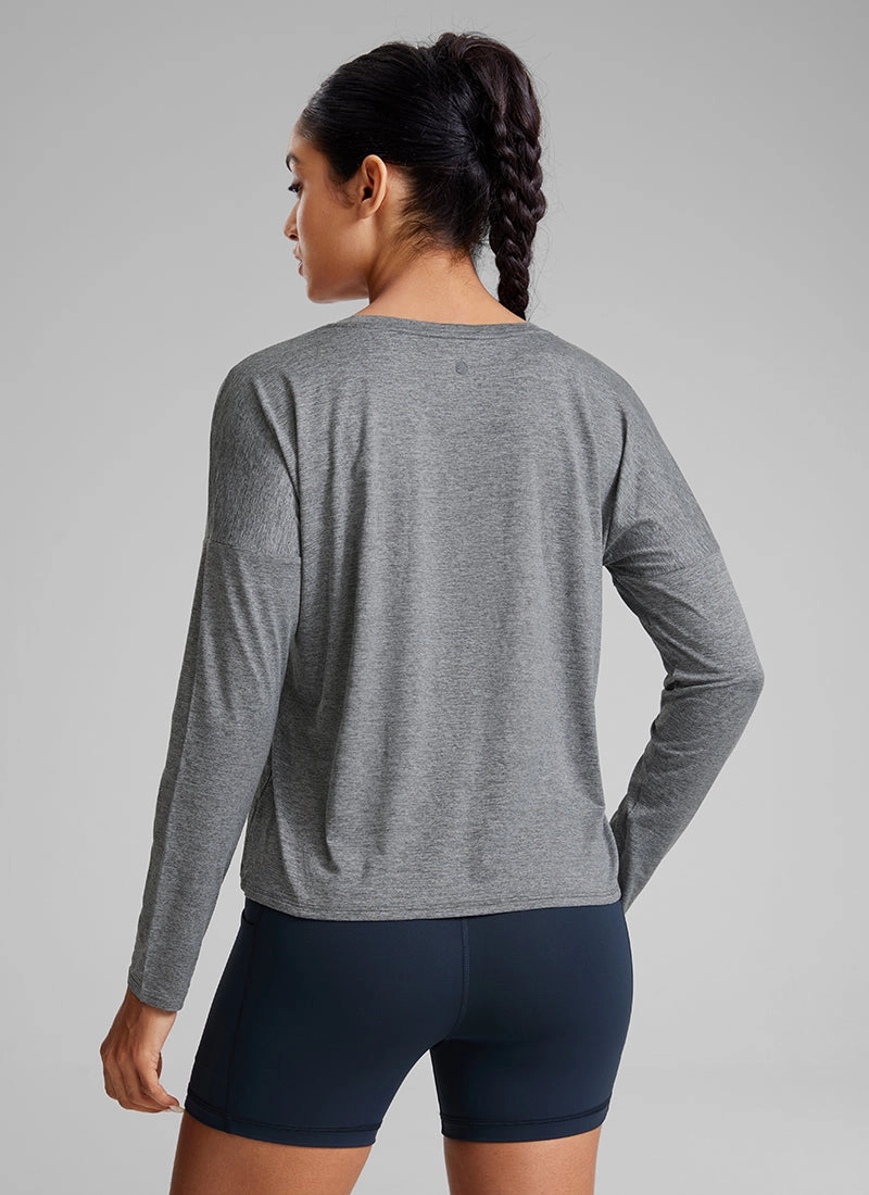 UPF 50  Lightweight Heather Cropped Long Sleeves