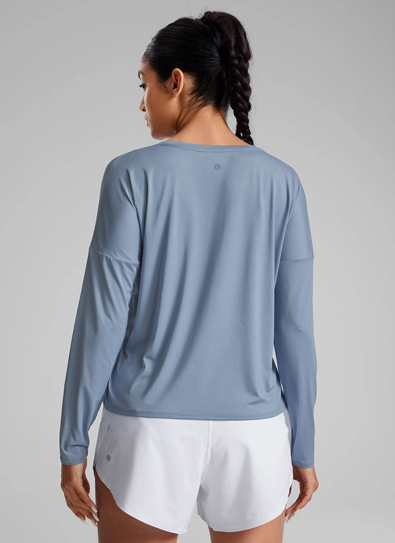 UPF 50  Lightweight Heather Cropped Long Sleeves