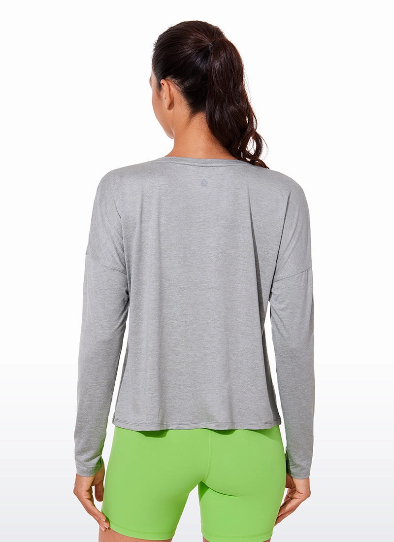 UPF 50  Lightweight Heather Cropped Long Sleeves