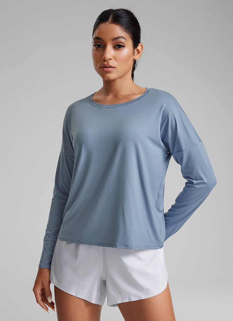 UPF 50  Lightweight Heather Cropped Long Sleeves